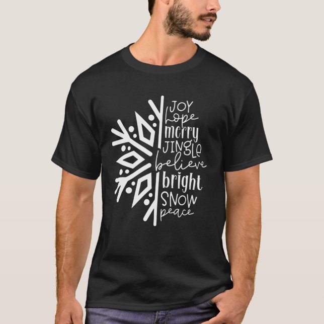 Camiseta Joy Hope Merry Jingle Cree en Bright Snow Peace Ch (Anverso)