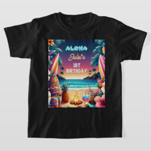 Camiseta Joy hula Luau Surf aloha hawaiano 1er cumpleaños