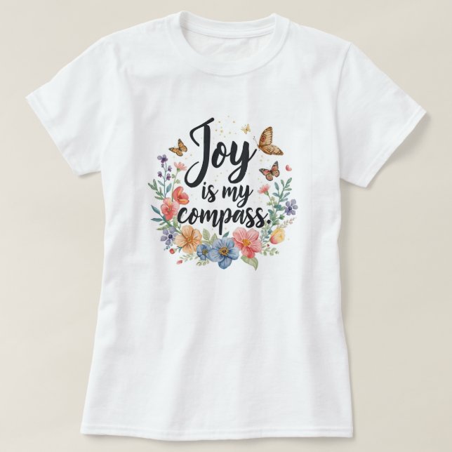 Camiseta Joy Is My Compass Floral Butterfly  (Diseño del anverso)