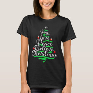 Camiseta Joy Love Peace Belibe Christmas Tree