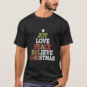 Camiseta Joy Love Peace Belibe Christmas Tree Family