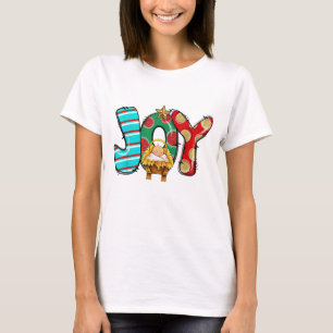 Camiseta Joy Manger Scene Peace Love Miracle Baby Jesus Chr