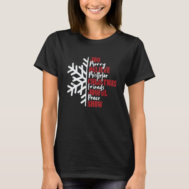 Camiseta Joy Merry Believe Mistletoe Christmas Pajama Cool  (Anverso)