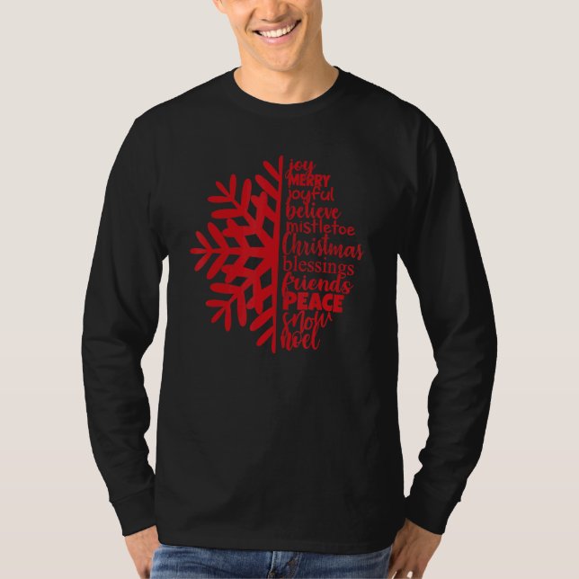 Camiseta Joy Merry Joyful Believe Christmas Blessing Snowfl (Anverso)