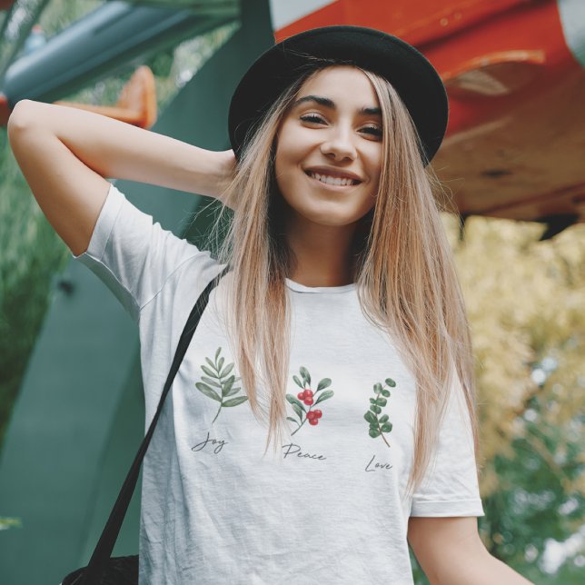 Camiseta Joy Peace Love Botanical Winter T shirt (Subido por el creador)