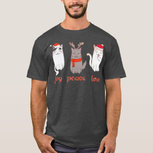 Camiseta Joy Peace Love Meowy CatmasCute Christmas Cat 1 