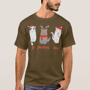 Camiseta Joy Peace Love Meowy CatmasCute Navidad Cat