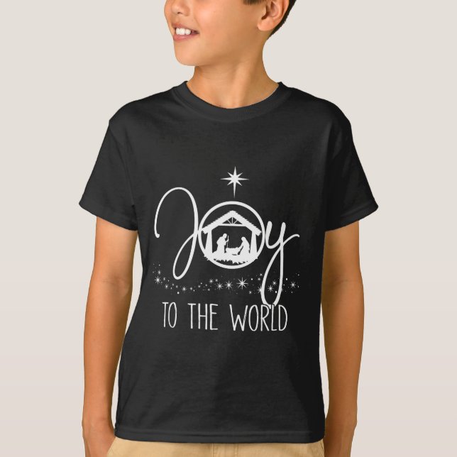 Camiseta Joy To The World Jesus Christian Nativity Scence C (Anverso)