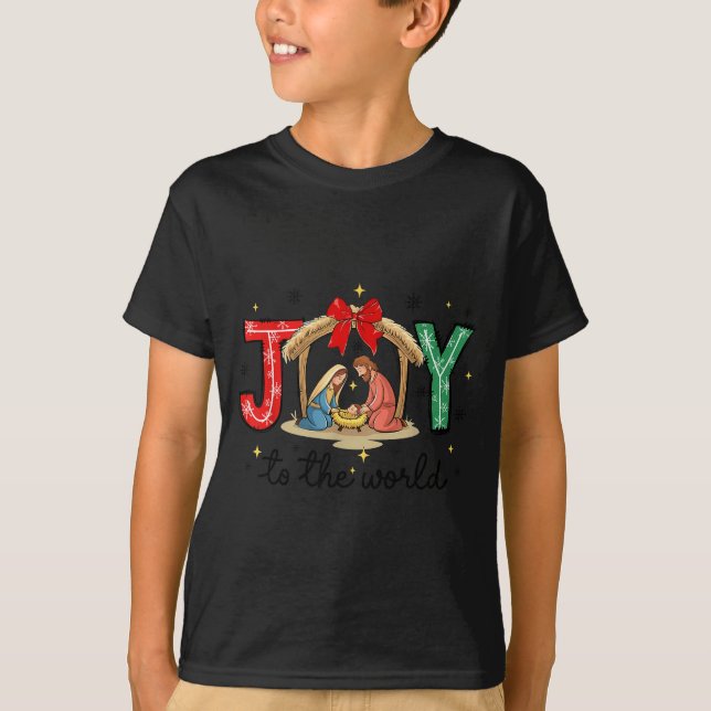 Camiseta Joy To The World Jesus Christian Nativity Scence C (Anverso)