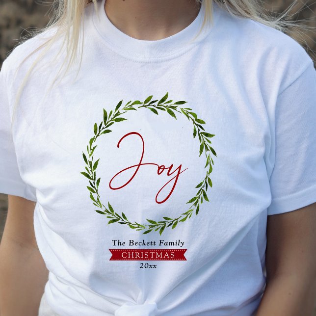 Camiseta Joy Typography Script Christmas Wreath Holiday (Subido por el creador)