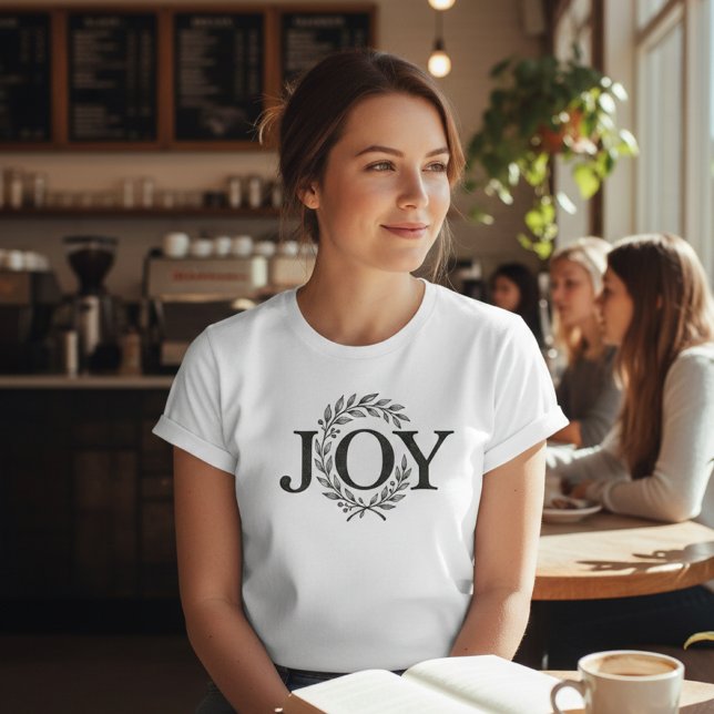 Camiseta Joy Wreath Minimalist Christmas: Botanical Holiday (Subido por el creador)