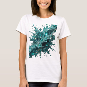 Camiseta Joyas azules plateadas de moda en salpicaduras de 