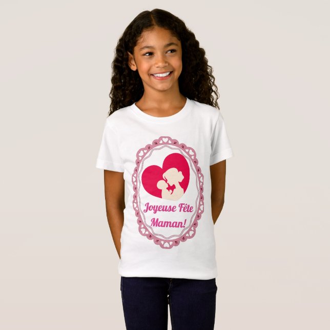 Camiseta Joyeuse Fête Maman – Cadre Vintage  (Anverso completo)
