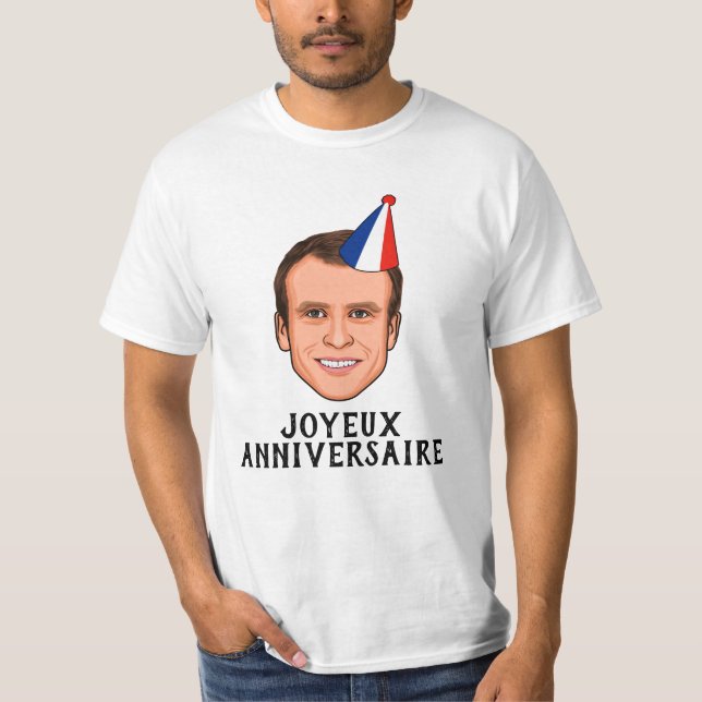 Camiseta JOYEUX ANIVERSAIRE Emmanuel Macron Cumpleaños (Anverso)