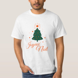Camiseta Joyeux Noël en rouge : sapin classique et joyeux