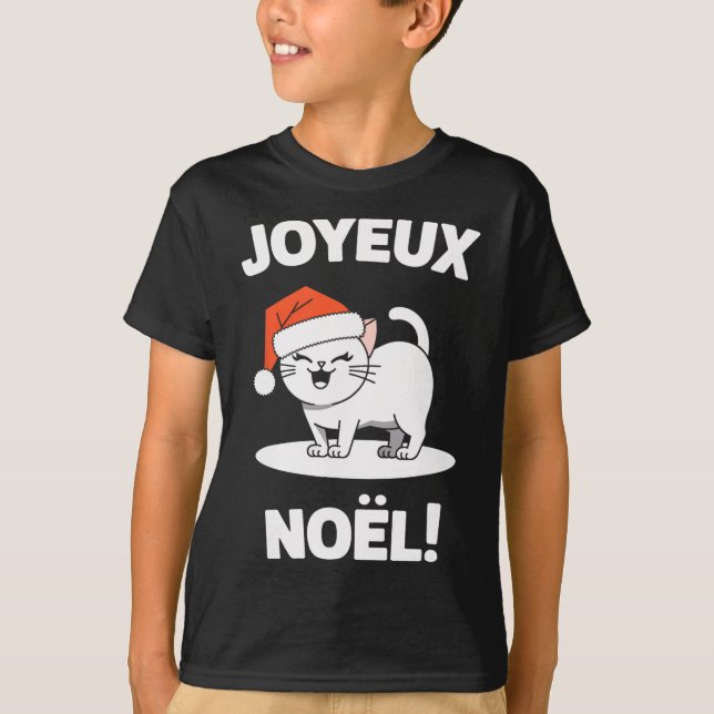 Camiseta Joyeux Noël Khao Manee Navidades de gato blanco Sa (Anverso)