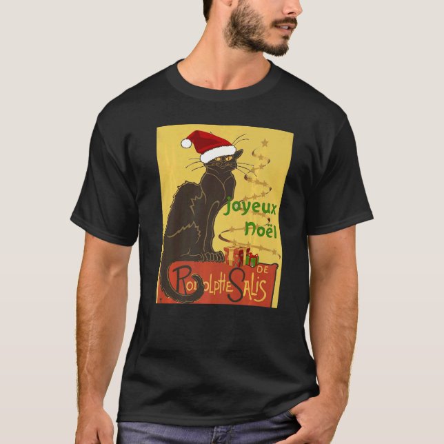 Camiseta Joyeux Noel Le Chat Noir Christmas Holiday Vector (Anverso)