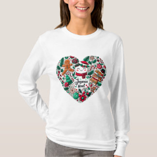 Camiseta Joyeux Noel Merry Christmas Heart