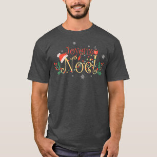 Camiseta Joyeux Noel Santa Hat Café Tea Snowflakes