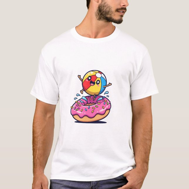 Camiseta Joyful Cartoon Beach Ball Character Jumping (Anverso)
