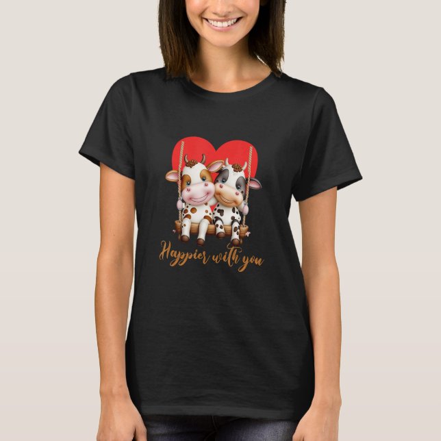 Camiseta Joyful Duo Happier With You Cow Couple (Anverso)