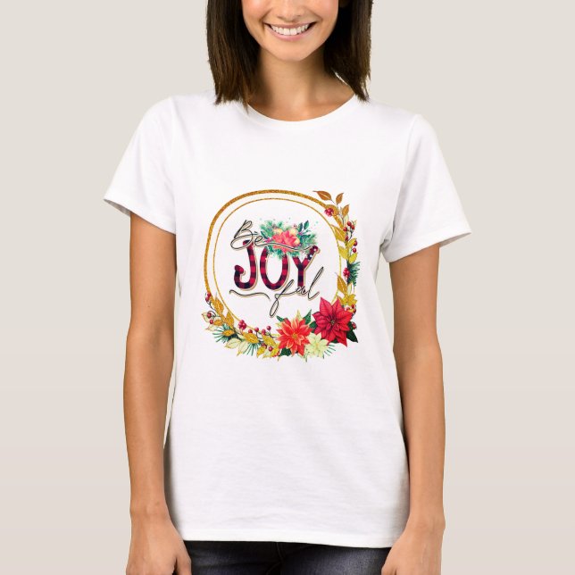 Camiseta Joyful Holiday Floral and Plaid Christmas (Anverso)