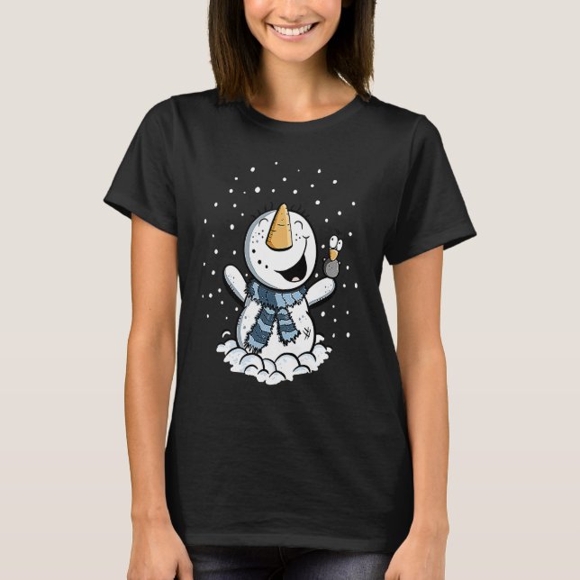 Camiseta Joyful Snowman In The Snow Winter Theme (Anverso)