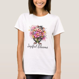 Camiseta Joyiful Blooms Cute Pig Floral T-Shirt
