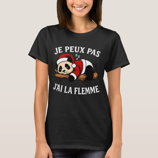 Camiseta J'Peux Pas J'ai La Flemme Cadeau Drôle Panda Noel (Anverso)