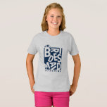 Camiseta Jr. Bridesmaid júnior, fiesta de bodas, azul marin<br><div class="desc">Moderno boda Junior Jr. Camisa de dama de honor,  camiseta de tipografía azul de la Marina. Un regalo perfecto para los miembros de tu fiesta de bodas.</div>