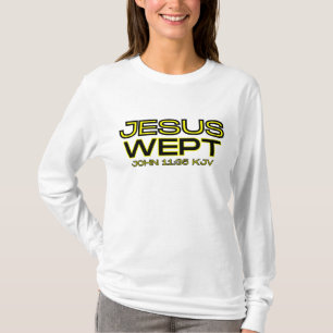 Camiseta Juan 11:35 Biblia Verse cita la larga manga de las