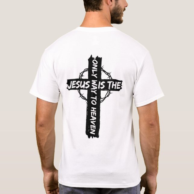 Camiseta Juan 14:6 Biblia versus Tee cristiano sobre blanco (Reverso)