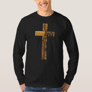 Camiseta Juan 316 Cruz Cristiana entre la Biblia Religiosa