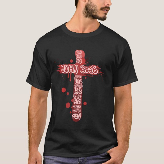 Camiseta Juan 316, Cruz religiosa, Verso de la Biblia, Cris (Anverso)