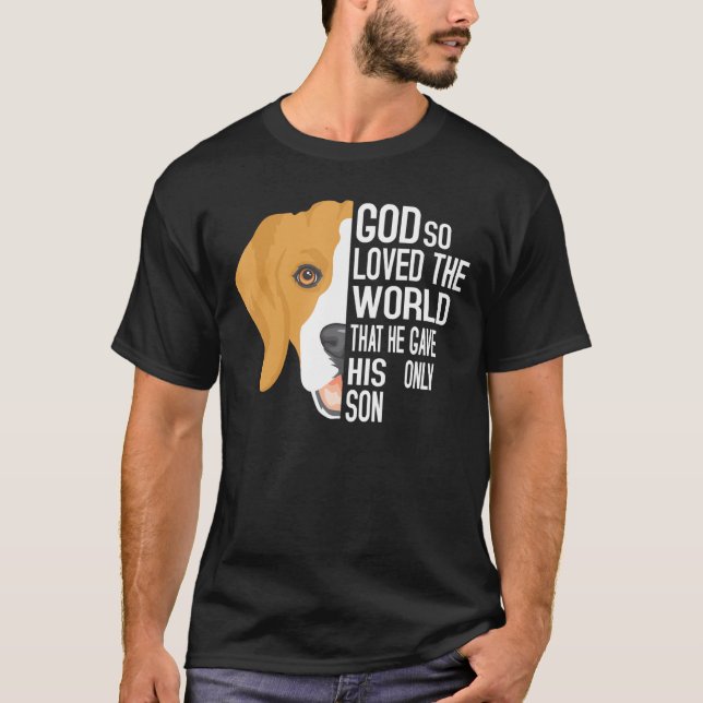 Camiseta Juan 3 16 Beagle Cristiano Hombres Mujeres Biblia (Anverso)