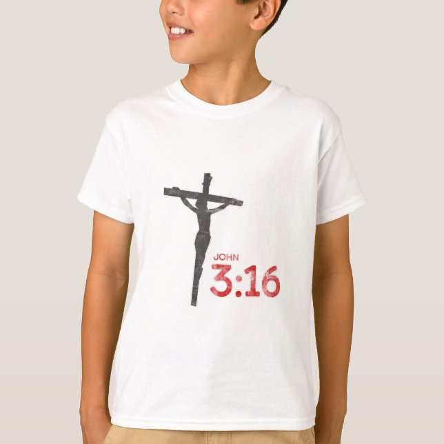 Camiseta Juan 3:16 Jesús Crucifijo Biblia Verse T-Shirt (Anverso)