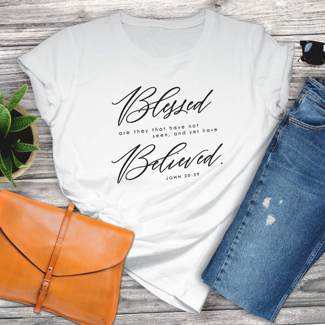 Camiseta Juan basado en la fe cristiana 20:29 Biblia contra (Subido por el creador)