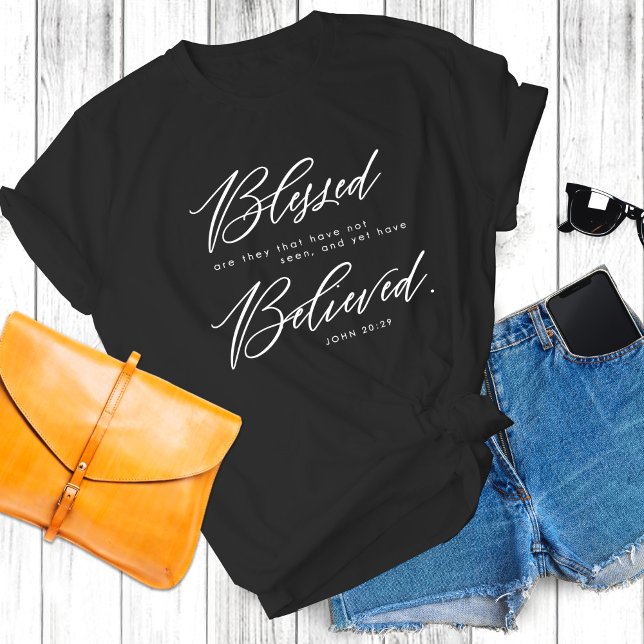 Camiseta Juan basado en la fe cristiana 20:29 Biblia versus (Subido por el creador)