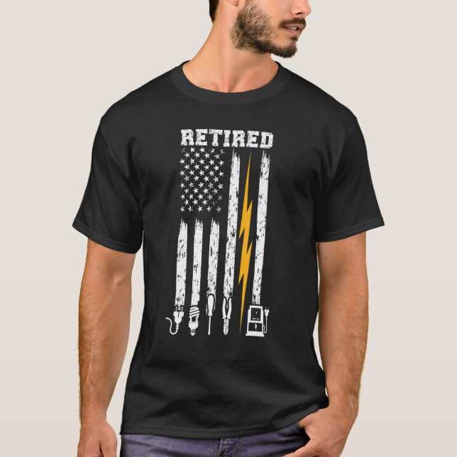 Camiseta Jubilación De Electricista De Bandera Estadouniden (Anverso)