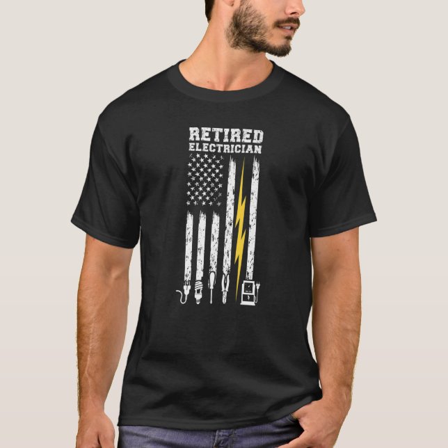 Camiseta Jubilación De Electricista De Bandera Estadouniden (Anverso)