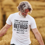 Camiseta Jubilación Personalizada La Leyenda Se Ha Retirado<br><div class="desc">Este lindo regalo de despedida está destinado a hacer el día de alguien en su fiesta de retiro. Añada el año de jubilación y un nombre haciendo clic en el botón "Personalizar" de arriba. Hace un gran regalo para tu mejor compañero de trabajo o jefe</div>