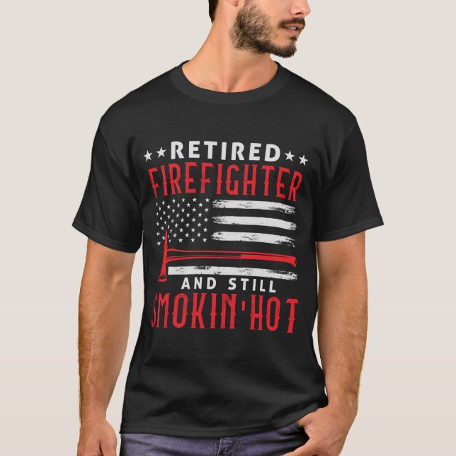 Camiseta Jubilación retirada de bomberos línea roja delgada (Anverso)