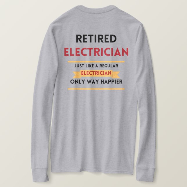 Camiseta jubilación roja de electricista jubilado (Reverso del diseño)