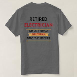 Camiseta jubilación roja de electricista jubilado