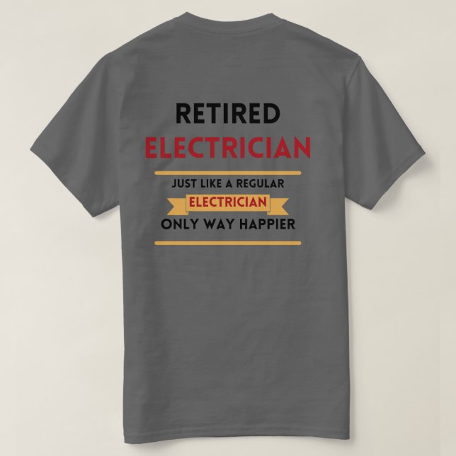 Camiseta jubilación roja de electricista jubilado (Reverso del diseño)