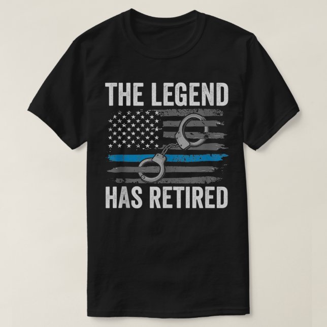 Camiseta Jubilado Oficial de Policía de Línea Azul delgada  (Diseño del anverso)