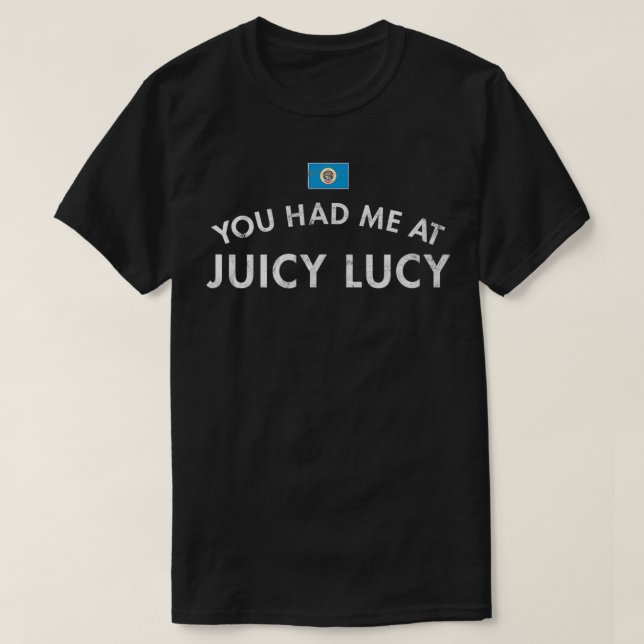 Camiseta Jucy Juicy Lucy Cheeseburger Minneapolis Minnesota (Diseño del anverso)