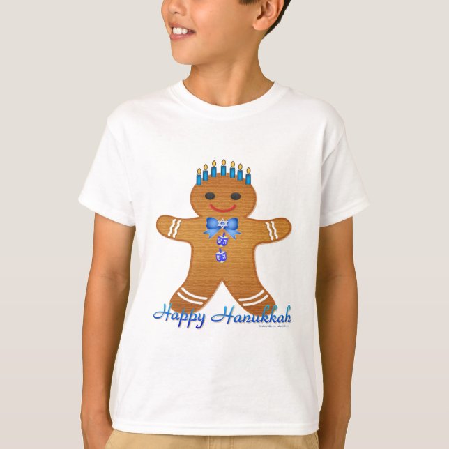 Camiseta Judaica Hanukkah Gingerbread Man Menorah (Anverso)
