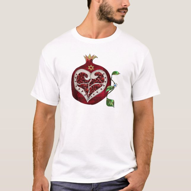 Camiseta Judaica Pomegranate Heart Hanukkah Rosh Hashanah (Anverso)