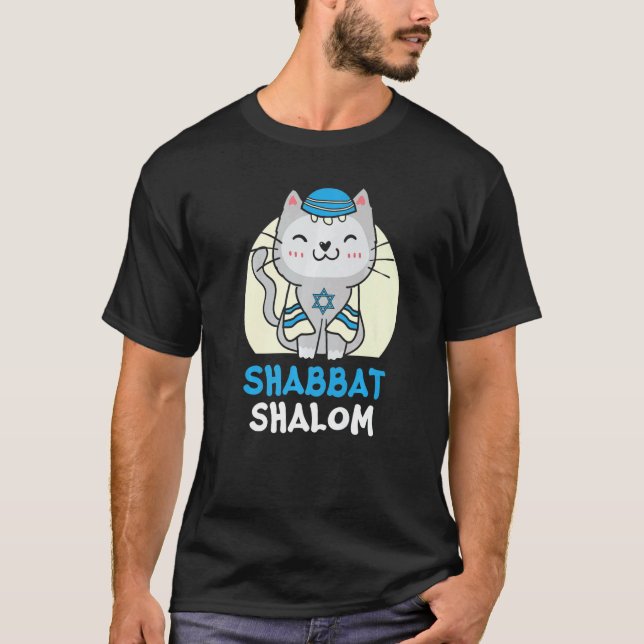 Camiseta Judaísmo en el Día Santo del Gato de Shabbat Shalo (Anverso)